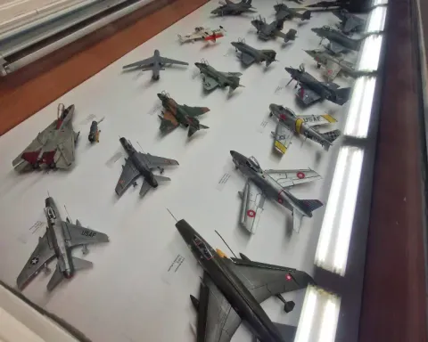Aircraft models on a shelf